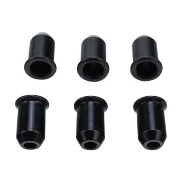 Imagem de OVSAL Conjunto de 6 virolas de corda de aço através do corpo de 8 mm bucha de montagem compatível com guitarras elétricas padrão americano/vintage Tele/Telecaster peças de reposição pretas