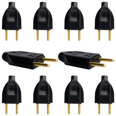 Imagem de Plugue Pino Macho 2p 10A Oco Com Inmetro Preto - EPM ACESSORIOS, 20 Un
