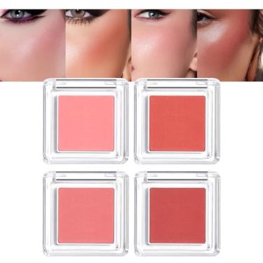 Imagem de HHLTOH Paleta De Maquiagem Profissional Blush For Cheeks, Vem Com 4 Paletas Pó Separadas, Fácil Espalhar E Resistente Ao Desbotamento Para Olhos, Lábios Acabamento Fosco Longa Duração, Cor Coral Nud