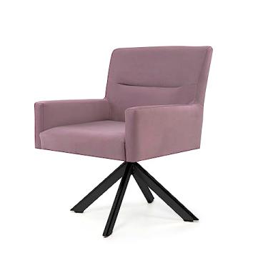 Imagem de Poltrona Angel veludo rosa giratória preto