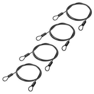 Imagem de PATIKIL Cabo de aço inoxidável revestido de vinil de 3/40.6 cm de diâmetro com laços, 4 peças de corda de fio flexível de 2,1 m (200,7 cm) trava de corrente de segurança para iluminação de palco ao ar