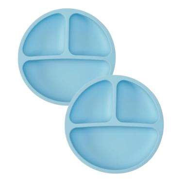 Imagem de kit Pratinho em Silicone com Ventosa para Bebê – Antiderrapante, Atóxico, Divisórias, Ideal para Alimentação BLW, Livre de BPA - Azul