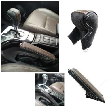 Imagem de Capa Couro Manopla Câmbio Automático e Alavanca Freio de Mão Hilux Sw4