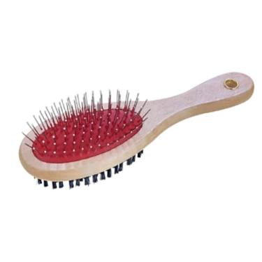 Imagem de Escova de cabelo Dupla com Cabo de Madeira, 23 cm, para Limpeza