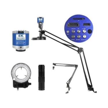 Imagem de Microscópio Digital Com Zoom De Montagem C De 13MP 1-150X Com Suporte 