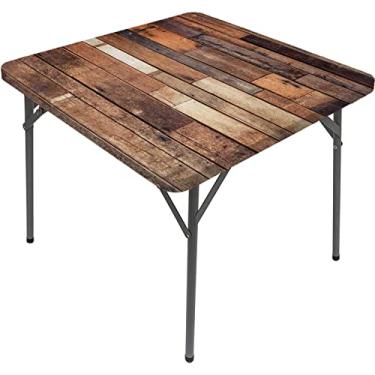 Imagem de Enseada de mesa quadrada de madeira, tábuas de piso rústicas, aparência de fazenda, estilo campestre de nogueira, imagem de grão de carvalho, adequada para sala de estar, toalha de mesa de centro