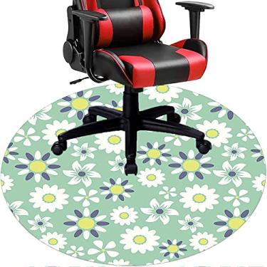 Imagem de Tapete de cadeira de escritório com flores, textura de flor, tapete de cadeira de mesa para piso de madeira de escritório em casa, protetor de piso de pilha baixa, redondo 119 cm