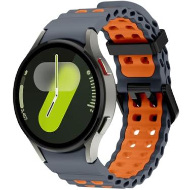 Imagem de Pulseiras de silicone marinho compatíveis com Samsung Galaxy Watch Ultra 7 6 5 4 FE de 47 mm, 40 mm, 44 mm, 5 Pro 6, pulseira respirável, esportiva sem lacunas, compatível com Samsung Watch Ultra de