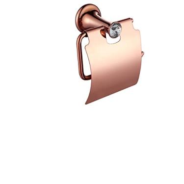 Imagem de Ferragens para banheiro em ouro rosé - Suporte para toalhas com gancho para roupão | Conjunto moderno de 3 peças para montagem na parede, suporte para papel