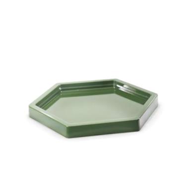 Imagem de Bandeja Sextavada Decorativa 22cm Acrílico Festas Decoração 1 Unidade (VERDE MILITAR)