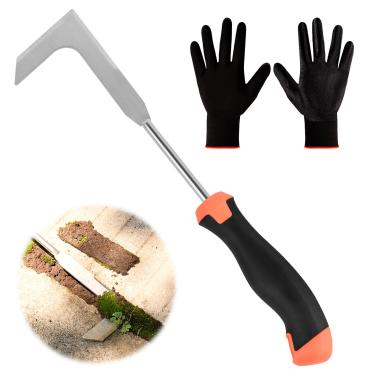 Imagem de BokingOne Ferramenta de remoção de ervas daninhas de pátio com alça ergonômica – extrator de ervas daninhas de aço inoxidável para rachaduras de calçada de pátio | Ferramenta de jardinagem de material
