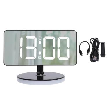 Imagem de Despertador Digital Acrílico LED Espelho Relógio de Mesa Eletrônico RGB Luz Noturna com 6 Níveis de Brilho para Quarto Home Sala