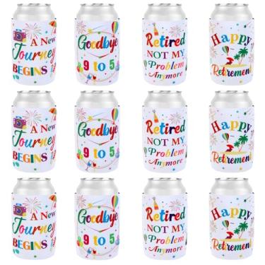 Imagem de Serencatcher 12 Peças De Refrigerador Latas Para Aposentadoria, Lembrancinhas Festa, Mangas Cerveja Coloridas E Divertidas Decoração Despedida Oficialmente Aposentada