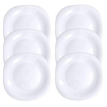 Imagem de Jogo 6 Pratos Boreal Quadrado Raso Vidro Opaline Temperado Almoço Refeitção Buffet 26cm
