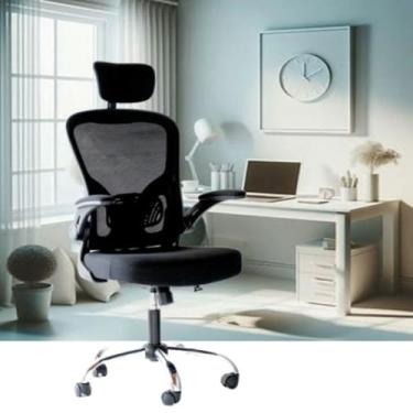 Imagem de Cadeira de Escritório Executica ergonômica, Cadeira Presidente com apoio de cabeça e lombar, cadeira giratória [GIROFFICE]