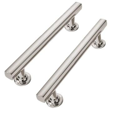 Imagem de CABDM 4 polegadas (102 mm) Pacote com 2 alças de liga de zinco polido, puxador de armário de gaveta simples moderno, alça de guarda-roupa, penteadeira, puxador de ferragens de móveis