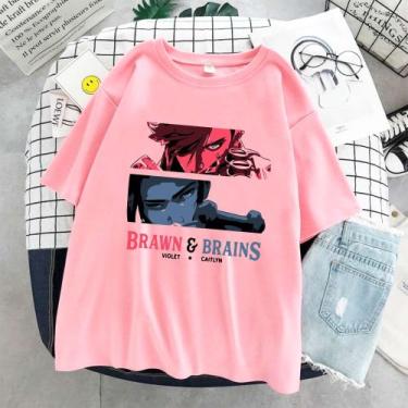 Imagem de Camiseta Arcane Vi Caitlyn Unissex - sneko, Rosa, GG babylook