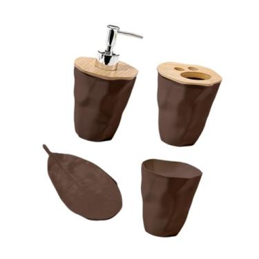Imagem de IEUDNS Conjunto de acessórios para banheiro, conjunto prático de banheiro de hotel, decoração de fazenda, 4 peças para penteadeiras, amigos, apartamento, CafÉ