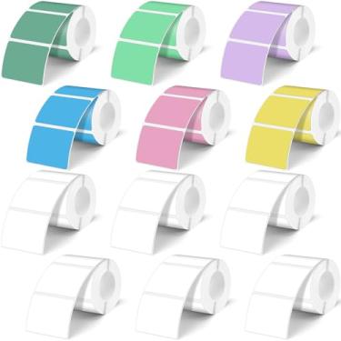 Imagem de Ctosree 12 rolos de etiquetas de impressora de papel térmico à prova d'água adesivos de etiquetas térmicas compatíveis com impressora Phomemo M110 M221 M220 M120 M200 M110s (colorido, 3,8 x 3,5 cm)