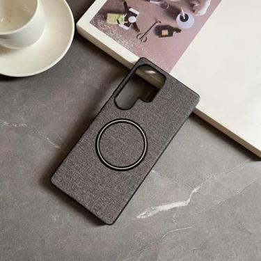 Imagem de YOGISU Capa magnética de couro TPU com estampa retrô para Samsung A56 (para Samsung A56/cinza escuro)