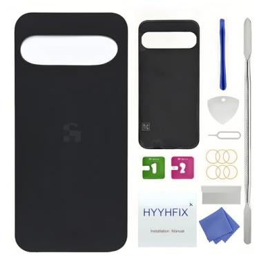 Imagem de Substituição de vidro traseiro Pixel 9 Pro para Google Pixel 9 Pro 5G Tampa traseira de vidro à prova d'água e kit de ferramentas de reparo profissional (Obsidian)