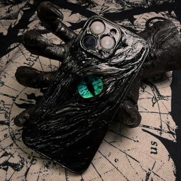 Imagem de Unitvbba Capa de telefone gótica 3D feita à mão com olho de monstro – Ajuste personalizado para todos os modelos de telefone – Exclusivo para fãs de terror, cosplay, amantes de estética escura (olhos