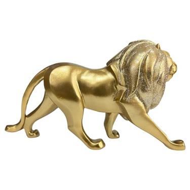 Imagem de Decoração de Mesa Estatua Enfeite Leão de Resina com brilho ou sem(Leão dourada)