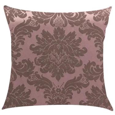 Imagem de Capa de Almofada em Jacquard Medalhão Rosa Retrô 45x45cm - Sua Casa De