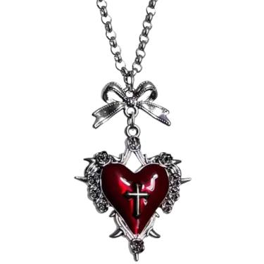 Imagem de Civlory Acessórios de vestidos femininos góticos colar grosso para mulheres – Y2K pingente de joia de coração grunge, roupas EMO punk gótico preto