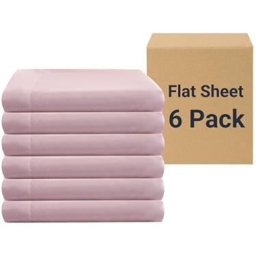 Imagem de ZPECC Apenas lençóis de cima – pacote com 6 lençóis de microfibra macia, itens essenciais de cama com etiqueta codificada por cores para anfitriões de hotéis, motéis, propriedades de aluguel ou Airbnb