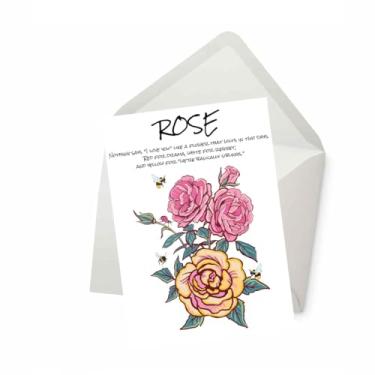 Imagem de PICTURE THIS PRINTS Flor de nascimento rosa rude, cartão de felicitações com significado de flor de nascimento rosa, cartão de aniversário sarcástico, desejos de aniversário de junho botânicos florais