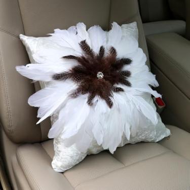 Imagem de MINGZAIQIPEI Carro Bonito Estilo Pena de Seda Auto Interior Acessórios Quatro Estações Universal Fit Most Car SUV (Body Pillow Estilo 2)