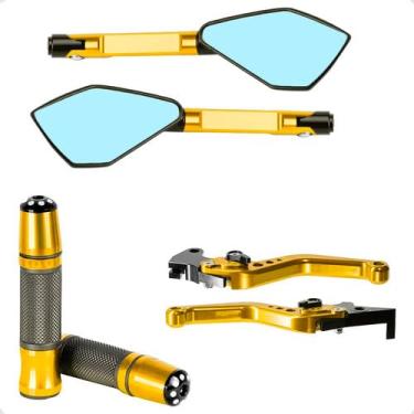 Imagem de Kit Manete Manopla Retrovisor Cb 300 Cbx Twister Strada 200 (Dourado)