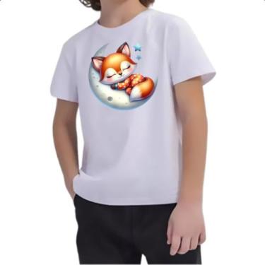 Imagem de Camiseta Infantil Cute Raposa dormindo na Lua - Alearts, 4