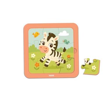 Imagem de Babebi Quebra-Cabeça Infantil de Zebra, 9 Peças, Design Colorido com Moldura Coral