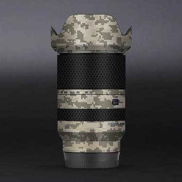 Imagem de Adesivo de câmera antiarranhões com tampa de lente para Tamron 28-200 mm adequado para Sony Mount película protetora protetor de corpo decalque 28-200 (deserto camuflado digital)