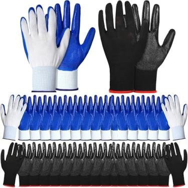 Imagem de SHANDERBAR 48 Pares De Luvas Jardinagem Para Homens E Mulheres, Com Revestimento Borracha, Malha Respirável, Segurança Trabalho Em Pátios, Gramados, Construção, Áreas Externas (Preto, Azul)