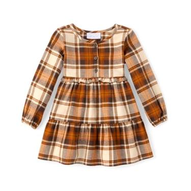 Imagem de The Children's Place Vestido xadrez de flanela em camadas para bebês meninas, Pilha de feno, 18-24 Meses