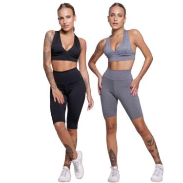 Imagem de KIT 2 Conjunto Top Bojo e Bermuda Ciclista Serra e Mar Roupa Para Academia Treino Moda Fitness-Feminino