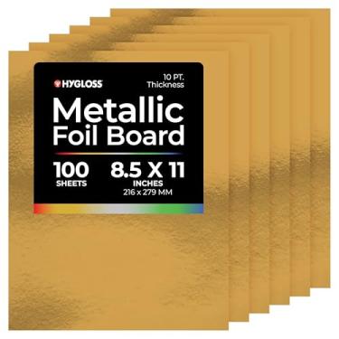 Imagem de Hygloss Folhas metálicas de cartolina – 100 folhas douradas brilhantes, 21,6 cm x 28 cm – Resistente 10 pt. – Papel de papelão metálico para artesanato, álbuns, pôsteres e decorações