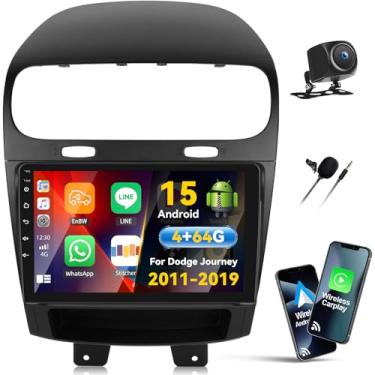 Imagem de [4G + 64G] Android 15 estéreo para carro Dodge Journey 2011-2019 com carro sem fio CarPlay Android Auto, rádio automotivo com tela sensível ao toque de 22.9 cm com link espelhado, controle de voz WiFi