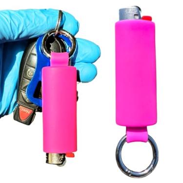 Imagem de Suporte de isqueiro para isqueiros J6 BIC. A capa de silicone tem um clipe de mola anexado para prender facilmente seu isqueiro a qualquer bolsa, chaveiro ou passador de cinto. (rosa choque)