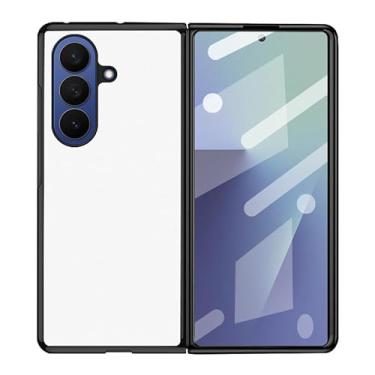 Imagem de LTLMYDAM Capa fina para Samsung Galaxy Z Fold 7, protetor de tela de vidro temperado, antiimpressões digitais, antiqueda, capa de couro fosco, branca, dobra 7