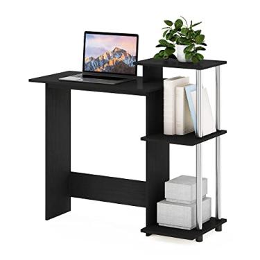 Imagem de Furinno Efficient Home Laptop Notebook Mesa com Prateleiras Quadradas, Lateral, Americano/Cromado