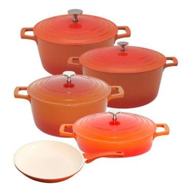 Imagem de Jogo 5 Panelas Laranja Cerâmica Indução Cook&chef Mimo Style