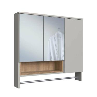 Imagem de Armário Espelheira Olívia Mel Arenas 3 Porta Nicho Toalheiro de Banheiro