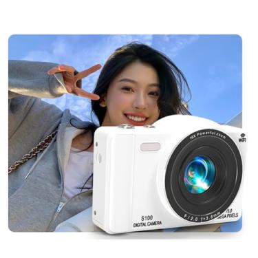 Imagem de Diyeeni Câmera Digital 4K, Câmera de Vlogging de Foco Automático para Fotografia Com Cartão de 64 GB, Câmeras Compactas Portáteis de 75MP para Iniciantes Com Wifi, Zoom 16x, Selfie de (64 GB)