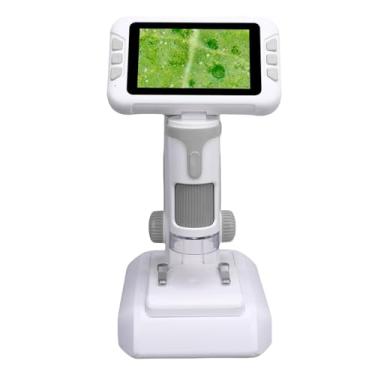 Imagem de Fabater Microscópio para crianças, minisscópio portátil 2 em 1, microscópio digital 1600X com tela 1080P de 4,3 polegadas, kit educacional de microscópios para meninos e meninas (Cinza)