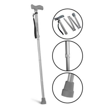 Imagem de Bengala Alumínio Regulagem Altura Dobrável Idoso 100kg Hidrolight