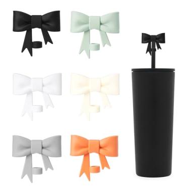 Imagem de YAYAYOUNG Capas clássicas de canudo de laço de 8 mm compatíveis com copos Stanley, protetores de tampas reutilizáveis de silicone fofos para canudos reutilizáveis, acessórios de canudo, 6 peças